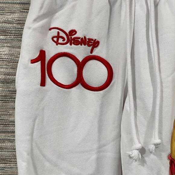 Disney 100 White Sweatpants Featuring Mickey Stitch Pooh & Tinker Bell XS Cotton - Picture 3 of 6